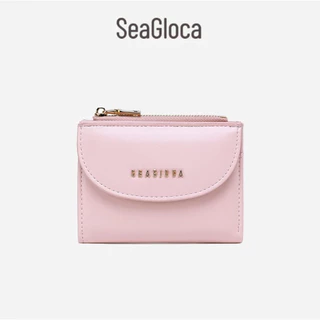 Seagloca ใหม่ กระเป๋าสตางค์ใบสั้น สีพื้น พับได้ แฟชั่นเกาหลี เรียบง่าย มัลติฟังก์ชั่น สําหรับผู้หญิง No 1643
