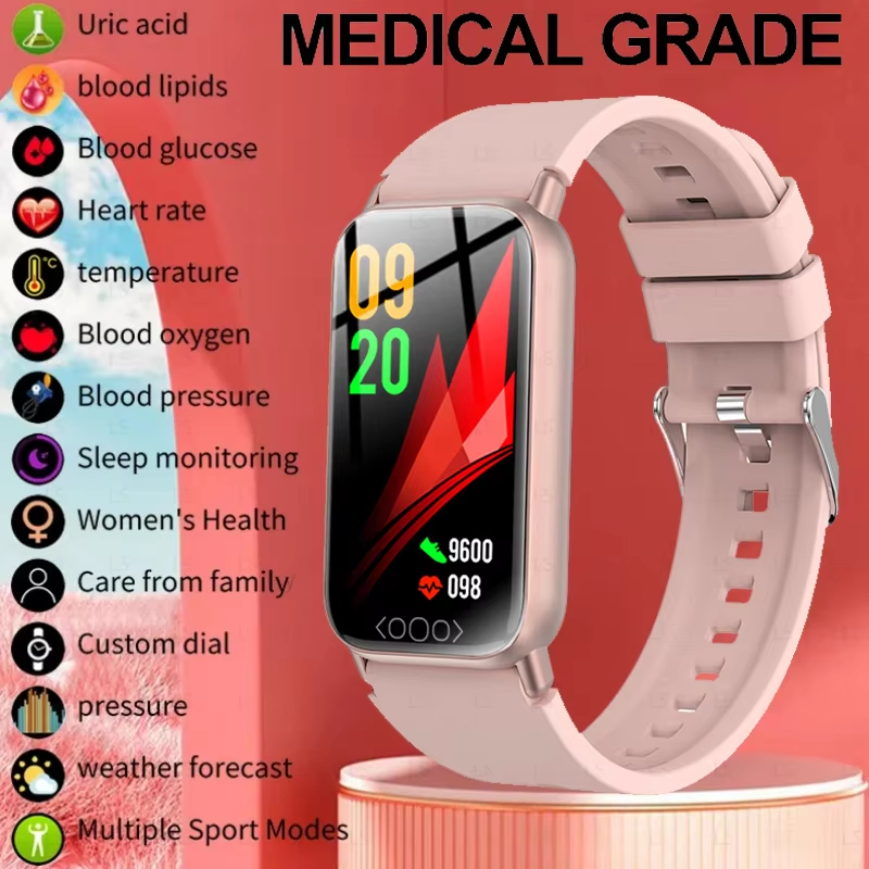 ใหม่เลือดกลูโคส Monitor สุขภาพสมาร์ทนาฬิกาผู้ชาย ECG + PPG วัดความดันโลหิต IP67 กันน้ํากีฬาสุภาพสตรี