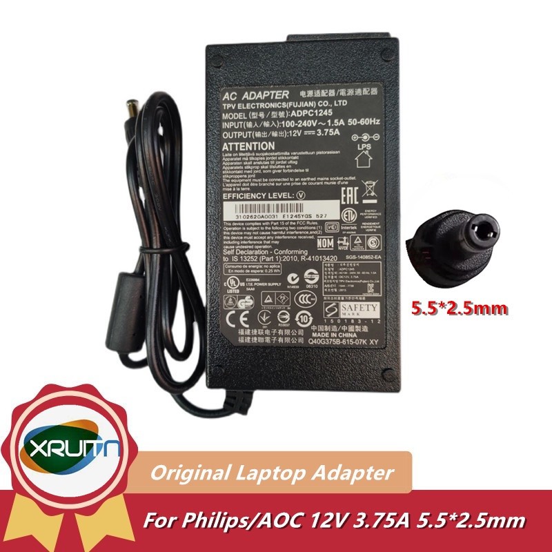 Original ADPC1245 12V 3.75A อะแดปเตอร์ไฟ AC ADPC12416AB สําหรับ AOC 230LM00023 สําหรับ PHILIPS 239C4