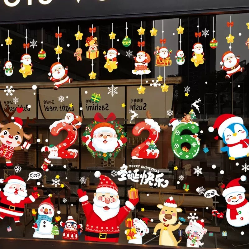 【Zooyoo】2026 คริสต์มาสตกแต่งผนังสติกเกอร์ตกแต่งหน้าต่าง สติ๊กเกอร์ติดผนัง สติ๊กเกอร์ สติ๊กเกอร์ สติ๊กเกอร์ติดผนัง