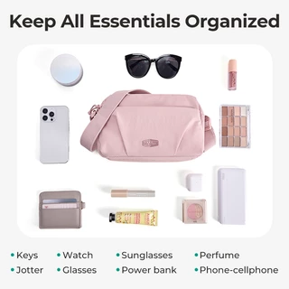 BAGSMART กระเป๋าสะพายข้างผู้หญิง Crossbody Bag ปรับสายได้ มีหลายช่อง น้ำหนักเบา ทรงพัฟฟี่ สำหรับใช้ประจำวันและเดินทาง