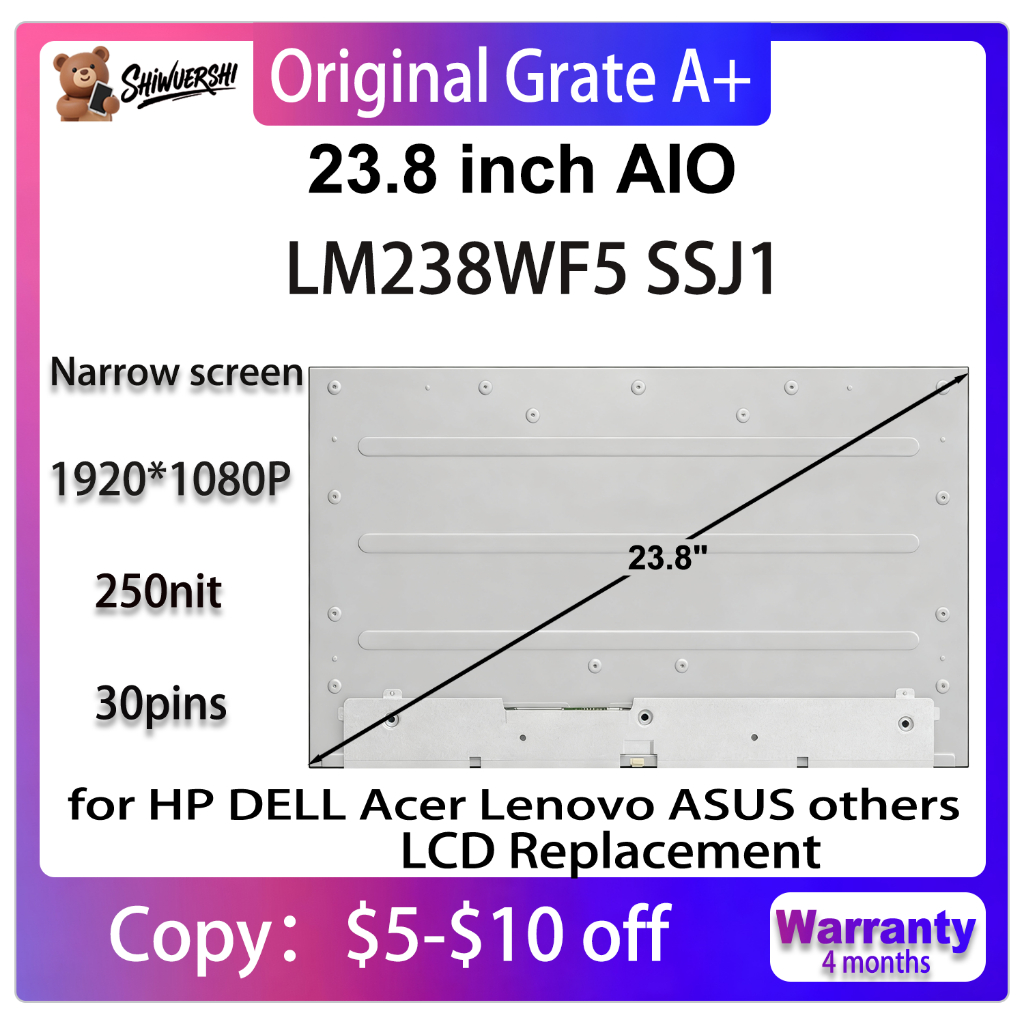 23.8" หน้าจอสัมผัส LCD LM238WF5 SSJ1 สําหรับ Dell Inspiron 24 ‎5410 5415 CKXY4 0CKXY4 P2422HT LM238W