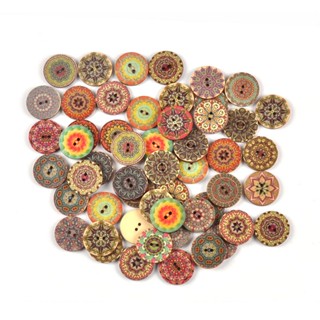 ปุ่มไม้ 50 pcs ขนาด 20/25 มม. สำหรับงานหัตถกรรมและscrapbooki…