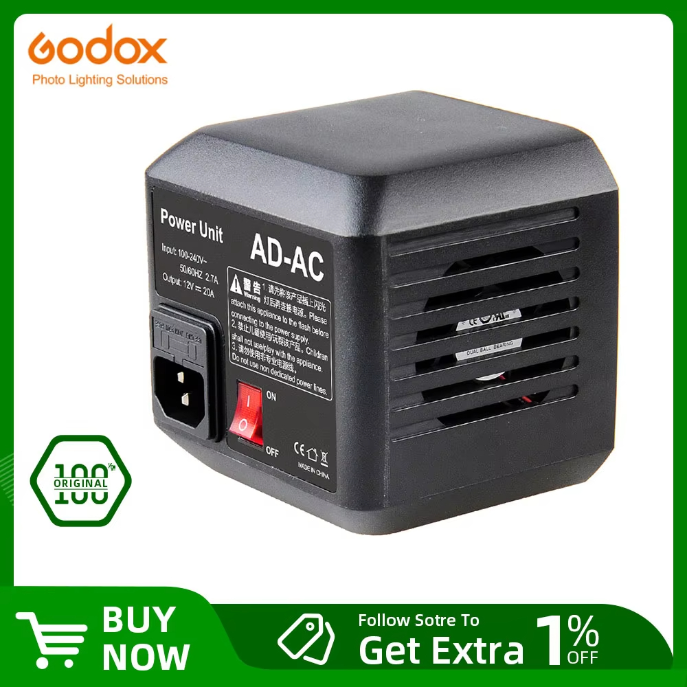 Godox AD-AC แหล่งพลังงาน AC Wall Adapter สําหรับ AD600B AD600BM AD600M AD600 SLB60W SLB60Y