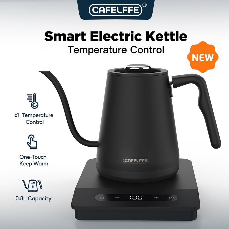 Cafelffe กาต้มน้ําไฟฟ้า Precision Pour-Over กาต้มน้ําควบคุมอุณหภูมิสําหรับกาแฟและชา