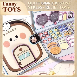 หนังสือของเล่น รูปการ์ตูนวาฟเฟิล ขนมปัง ไก่ทอด ขนมขบเคี้ยว แฮนด์เมด DIY สําหรับเด็ก ของเล่นบีบสกุชชี่ หนังสือเด็กพัฒนาทักษะเด็ก