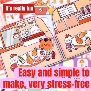 หนังสือของเล่น รูปการ์ตูนวาฟเฟิล ขนมปัง ไก่ทอด ขนมขบเคี้ยว แฮนด์เมด DIY สําหรับเด็ก ของเล่นบีบสกุชชี่ หนังสือเด็กพัฒนาทักษะเด็ก