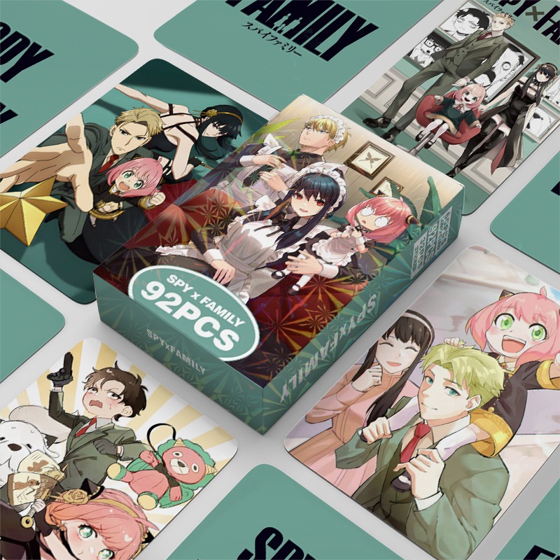 โฟโต้การ์ด ลายการ์ตูนอนิเมะ SPY×FAMILY แบบสองด้าน จํานวน 92 ชิ้น ต่อกล่อง