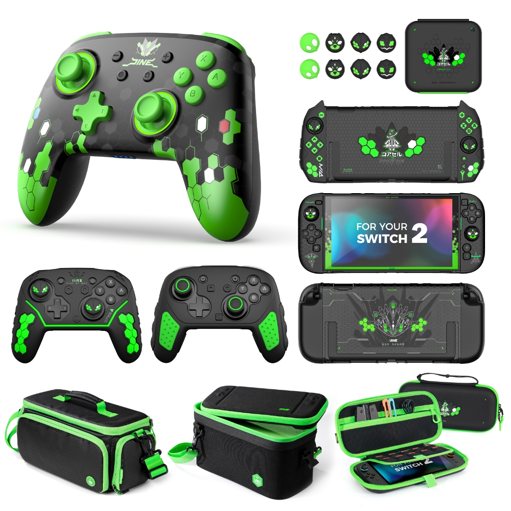 IINE Jormungandr Series สําหรับ NS2 :Pro Controller / เคสป้องกัน/ Thumb Grips (ชุด 8 ชิ้น)/ เคสการ์ด