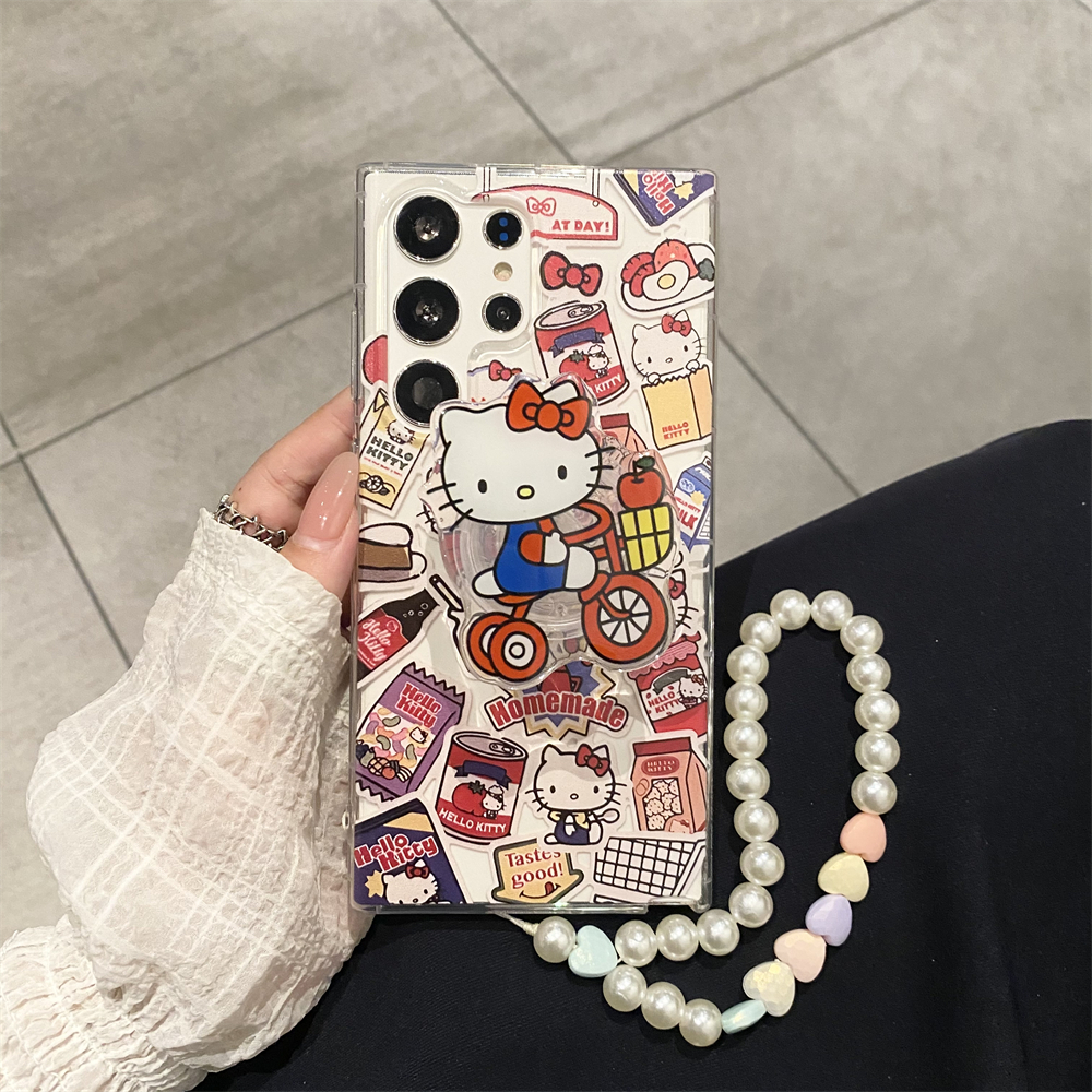 การ์ตูน น่ารัก ร้านขนม Hello Kitty วงเล็บ เชือกมือ เคส Samsung Galaxy S25FE S25 Ultra S24FE S24 Ultr