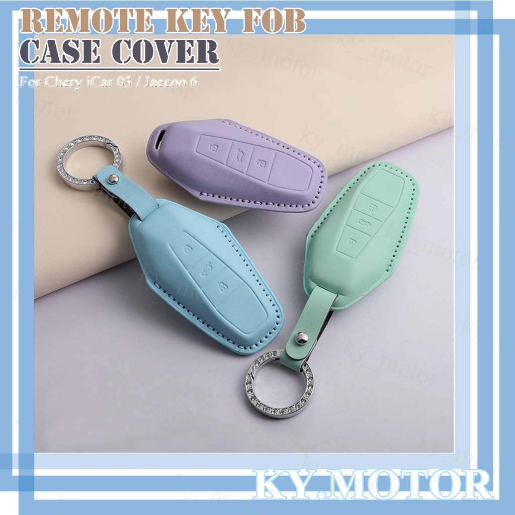สําหรับ Chery iCAR 03 สมาร์ทคีย์ Fob กรณีเชลล์ Jaecoo 6 PU หนัง Handcraft รถ Key Case Protector