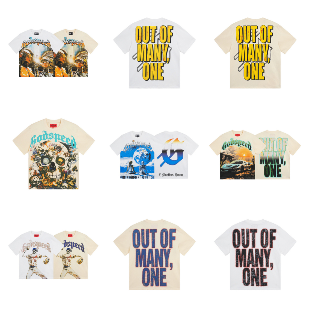 เสื้อยืดทรงคลีนส์ retro Godsp ตัวใหญ่ สไตล์.street แขนสั้น ทำจากผ้าฝ้ายคุณภาพดี