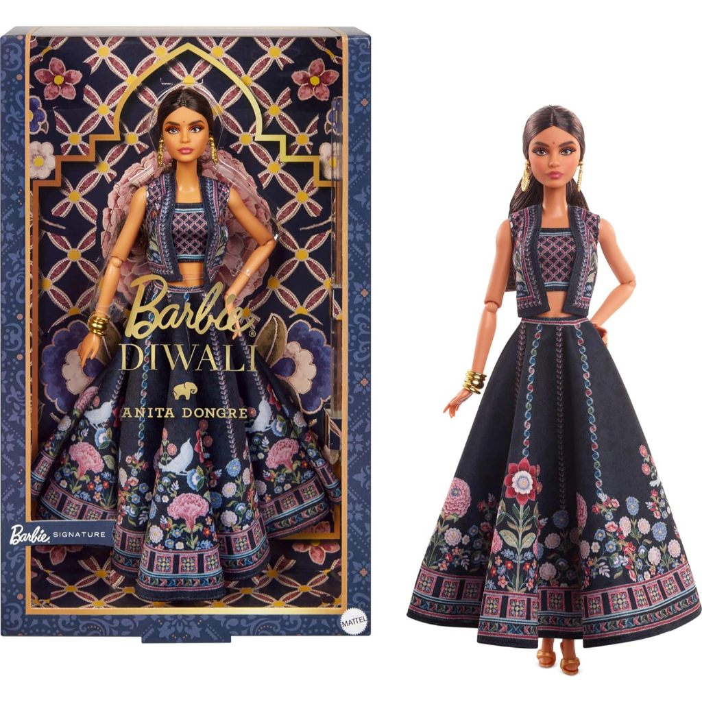 Barbie Diwali Doll by Anita Dongre Wear Festival of Lights Look, Holiday Collectible with Doll Stand