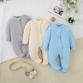 ทารกแรกเกิดสี Footie ชุดนอนคู่ซิป Mitten Cuff ทารกผ้าฝ้าย On…