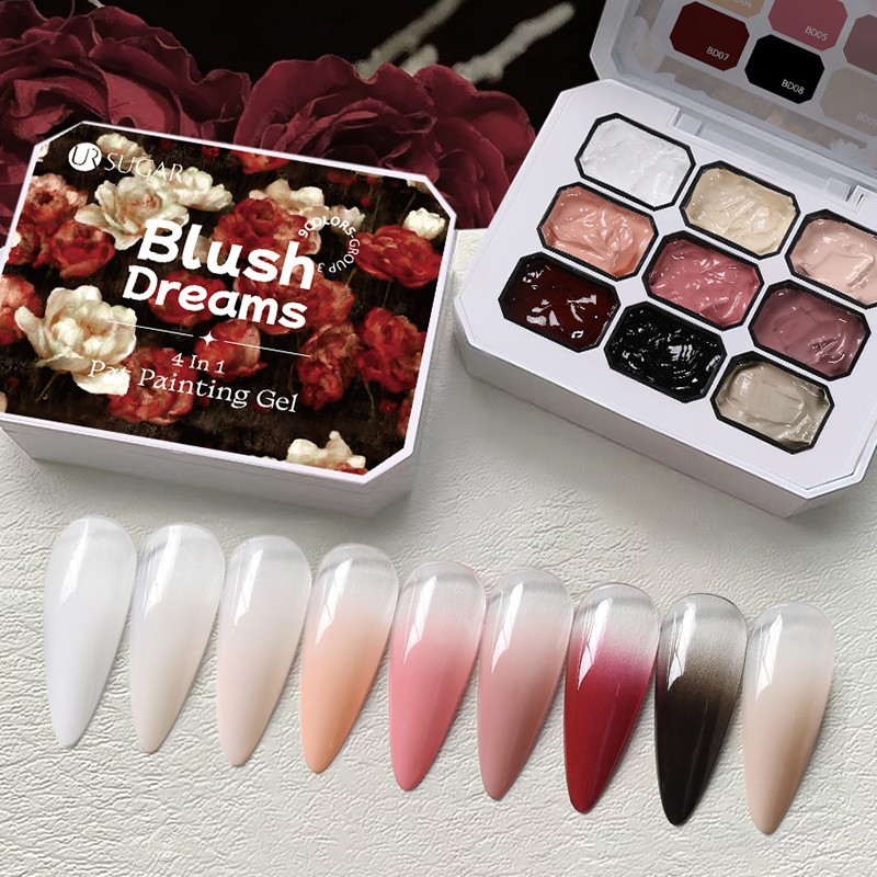 UR SUGAR 9 สี 4-IN-1 Pat Painting Gel Polish สูงอิ่มหนาสี Gradient เล็บเจล Gloss Gel Natural และ Delicate