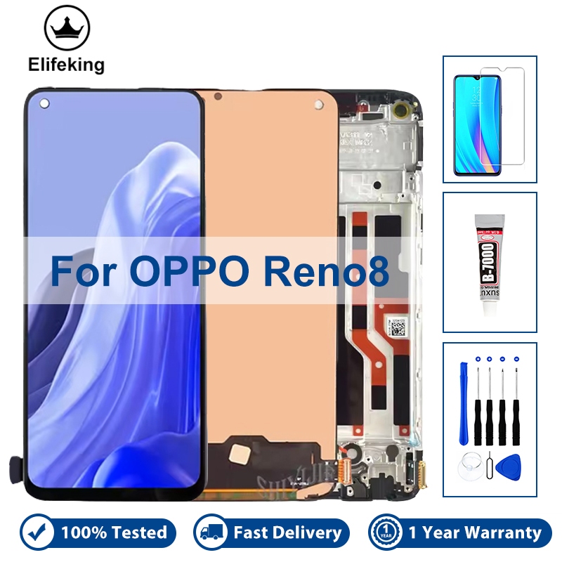 IPS LCD สําหรับ OPPO Reno8 จอแสดงผล Reno 8 4G 5G CPH2457 CPH2359 Touch Screen Digitizer Assembly กรอ