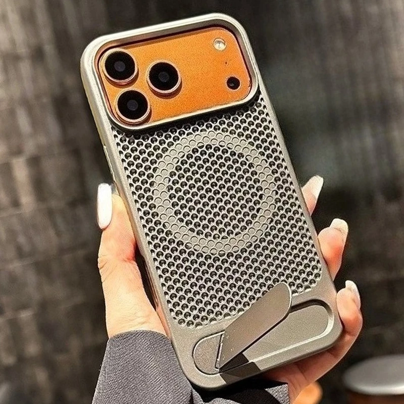 YOOVEI [ใหม่] เคสแม่เหล็กสําหรับ iPhone 17/16/15/14/13 Pro Max เคสระบายความร้อนบางเฉียบสําหรับขาตั้งแบบปรับได้ Ice Armour Cool Matte วัสดุ - สีดํา