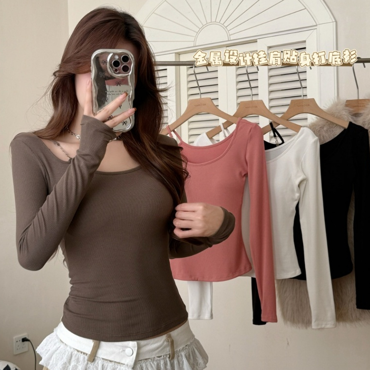 เสื้อยืดแขนยาวแบบslim fit ใหม่จากPure Desire มีแผ่นรองหน้าอกและออกแบบมาให้สวมใส่ง่าย