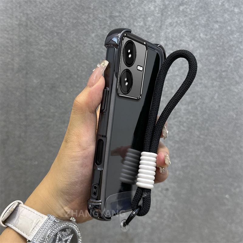 กรณีสําหรับ vivo Y22S Y22 ใหม่ขั้นสูงไฟฟ้า anti drop เคสโทรศัพท์วัสดุ TPU นิ่มฟรีประณีตแขวนเชือก