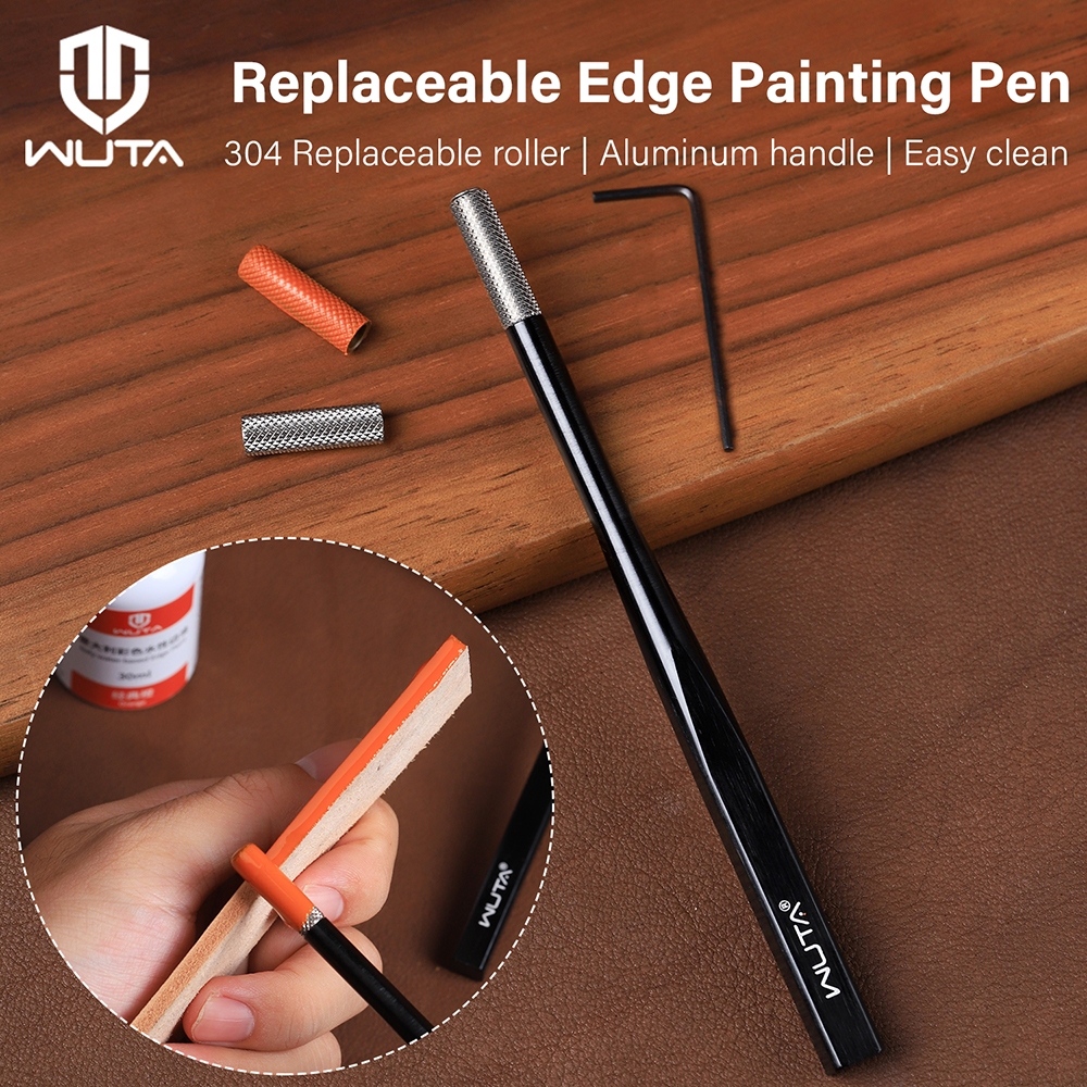 WUTA ปากกาเพ้นท์ขอบหนังเปลี่ยนหัวลูกกลิ้ง Applicator Leathercraft Edge Dye Roller Pens Kit