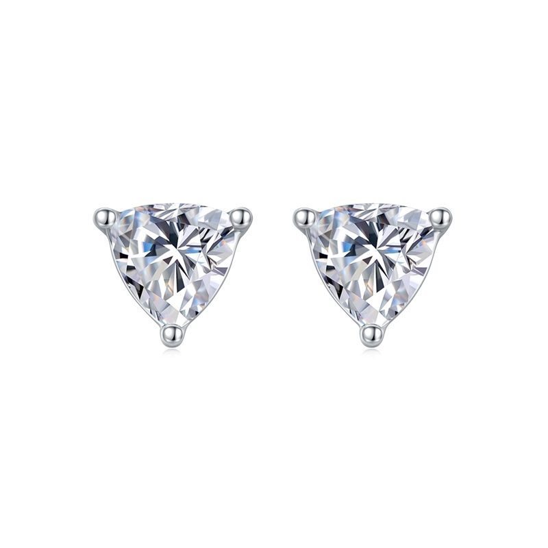 0.5/1carat Trillion Cut 925 เงินสเตอร์ลิง VVS Diamond Moissanite ต่างหูสตั๊ดสําหรับผู้หญิง