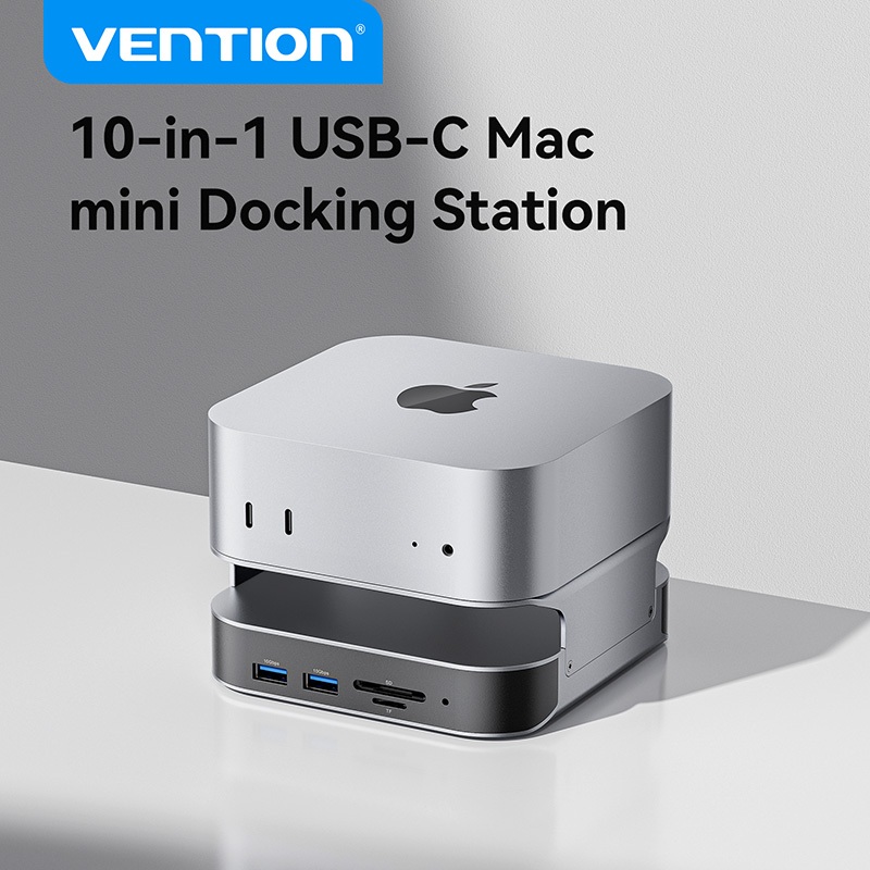 Vention Macmini Dock Dual Type-C ถึง DP 10-in-1 Hub พร้อมการขยาย NVMe สําหรับ Macmini/แล็ปท็อป