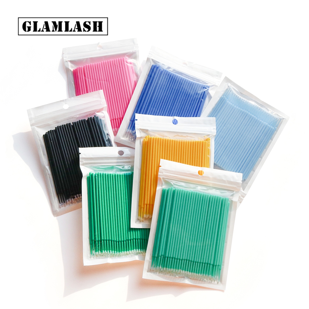 100 สําลีก้าน ต่อขนตาปลอม ไมโครบรัช MICRO BRUSH สำหรับทำความสะอาดขนตา แปรงป้ายครีมถอดขนตา