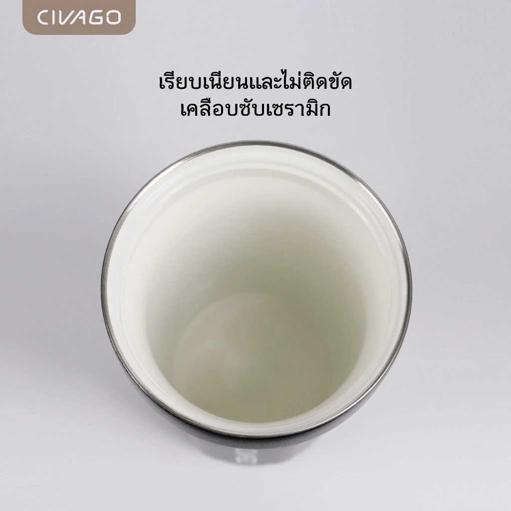 CIVAGO กระบอกน้ำสแตนเลสเคลือบเซรามิก สุญญากาศ รักษาอุณหภูมิ 390ml thumbnail 4