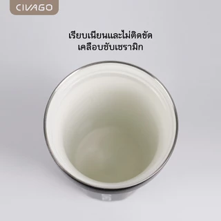 CIVAGO（13oz/390ml）กระบอกน้ำสแตนเลสพร้อมฝาปิด เคลือบเซรามิก แก้วสุญญากาศ รักษาความร้อนและเย็น