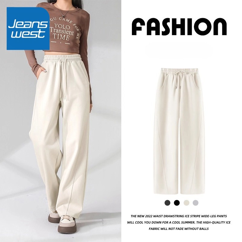 Jeanswest กางเกงขากว้างสูงเอว 2025 ใหม่ล่าสุด สปอร์ตสไตล์แคชชวล ทรงตรงผู้หญิง ใส่สบาย