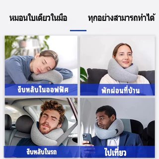 [พร้อมส่งในไทย] หมอนรองคอ Memory foam ป้องกันคอพับ รองรับสรีระ พับเก็บได้ พกพาสะดวก