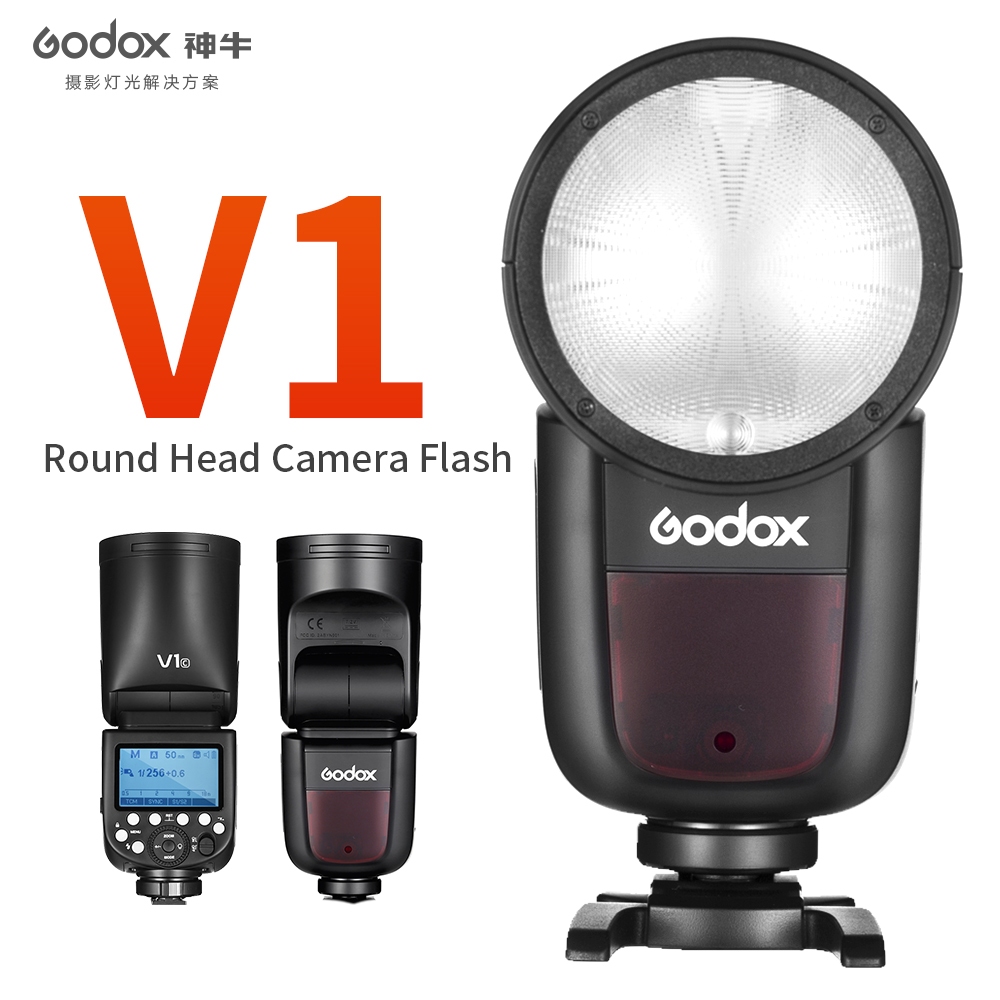 Godox V1 แฟลช V1C V1N V1S V1F V1O V1P 2.4G TTL 1/8000s แบตเตอรี่ลิเธียม HSS Speedlite แฟลช