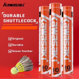 KAWASAKI ลูกขนไก่ 12 PCS KINGKONG จากขนเป็ดและห่าน เหมาะสำหรับการเล่นและการฝึกซ้อมแบดมินตัน