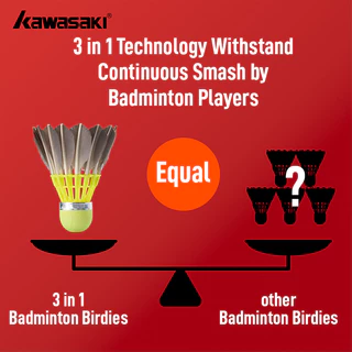 KAWASAKI ลูกขนไก่ 12 PCS KINGKONG จากขนเป็ดและห่าน เหมาะสำหรับการเล่นและการฝึกซ้อมแบดมินตัน