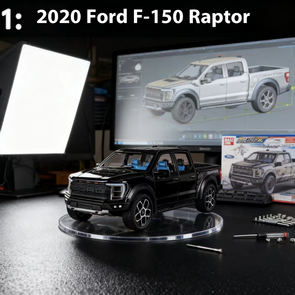 DL 1:20 Ford Raptor F150 รถกระบะรุ่นรถโลหะของเล่นรถDiecastรถสําหรับชายเด็กจําลองเสียงแสงของขวัญงานอดิเรกคอลเลกชัน