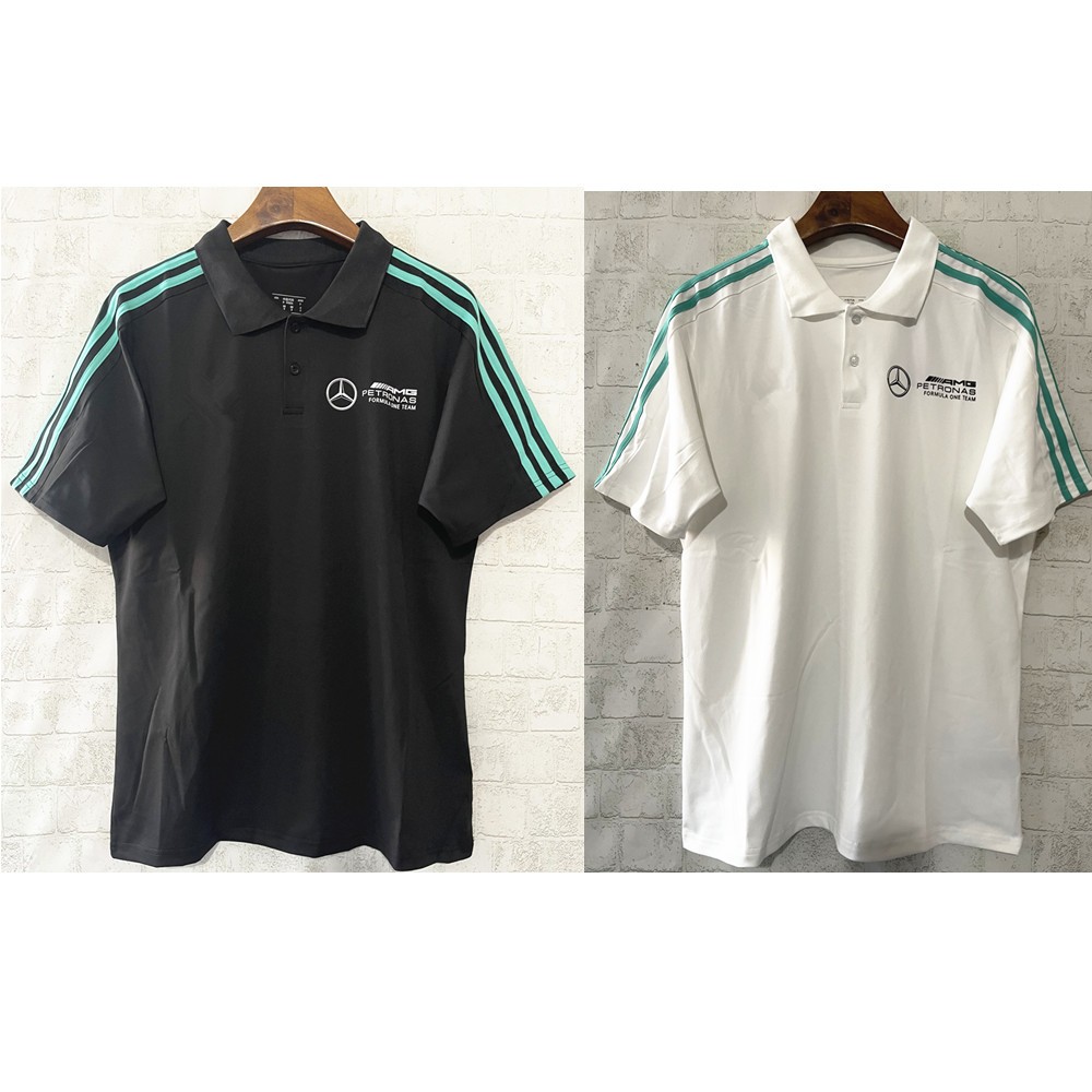 2025 เสื้อยืด Mercedes AMG Petronas F1 Small Logo - สีขาวและดํา