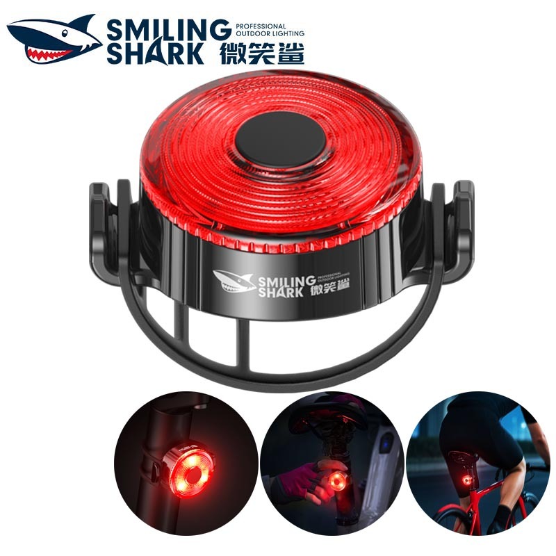 SmilingShark CWD387 ไฟจักรยาน ซุปเปอร์ไบรท์ ไฟท้ายจักรยานสีแดง น้ำหนักเบาและพกพาได้ ไฟท้ายขี่ 4โหมด Type-C ชาร์จใหม่ได้ กันน้ำสำหรับการขี่จักรยานตอนกลางคืน