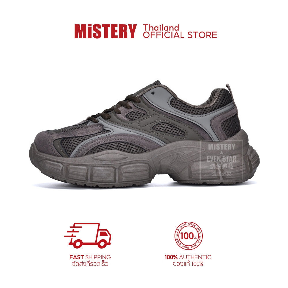 MISTERY รองเท้าผ้าใบส้นสูง สูง 5 ซม รุ่น DURIAN BLACK สีดำ（MIS-891）