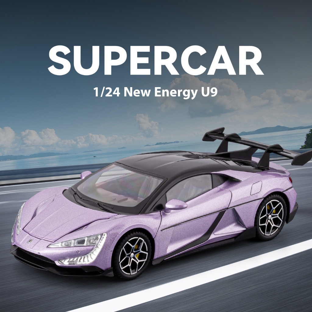 DL 1:24 BYD Yangwang U9Metal ของเล่นรุ่นรถ Diecast สําหรับเด็กเด็กจําลองเสียง Light Effect ของขวัญงา