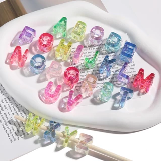 St. Kunkka 5 ชิ้น ลูกปัดอะคริลิคโปร่งใส UV ลูกปัดแบบตัวอักษรภาษาอังกฤษAZ สำหรับการทำสร้อยคอและสร้อยข้อมือ