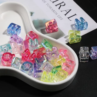 St. Kunkka 5 ชิ้น ลูกปัดอะคริลิคโปร่งใส UV ลูกปัดแบบตัวอักษรภาษาอังกฤษAZ สำหรับการทำสร้อยคอและสร้อยข้อมือ