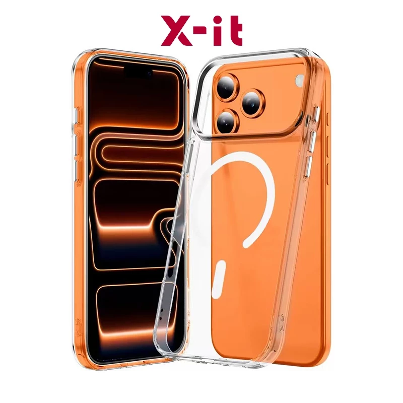 [x-it]เคสแม่เหล็กสําหรับiPhone 17 Air 17Pro Max 16promax 15 14plus 13pro 12 11 ไร้สายชาร์จ,ฝาครอบกันชนโทรศัพท์กันกระแทก,ป้องกันรอยขีดข่วนด้านหลังใส (ใส)
