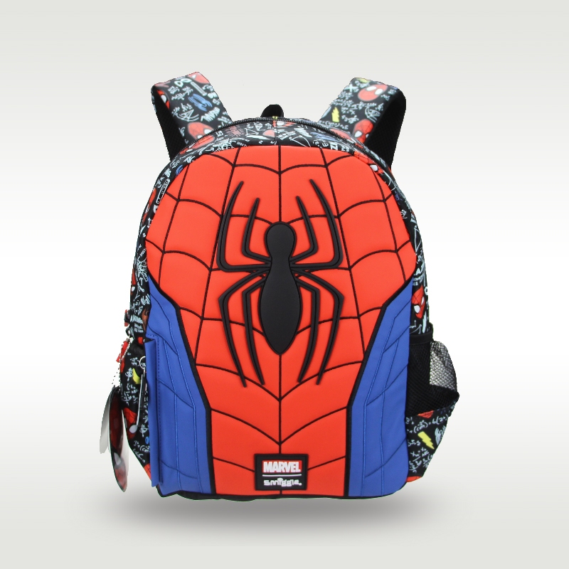 กระเป๋านักเรียนเด็ก Boys Cool กระเป๋าเป้สะพายหลังการ์ตูน Spider พร้อม Rain Cover กระเป๋าเด็ก 14 นิ้ว