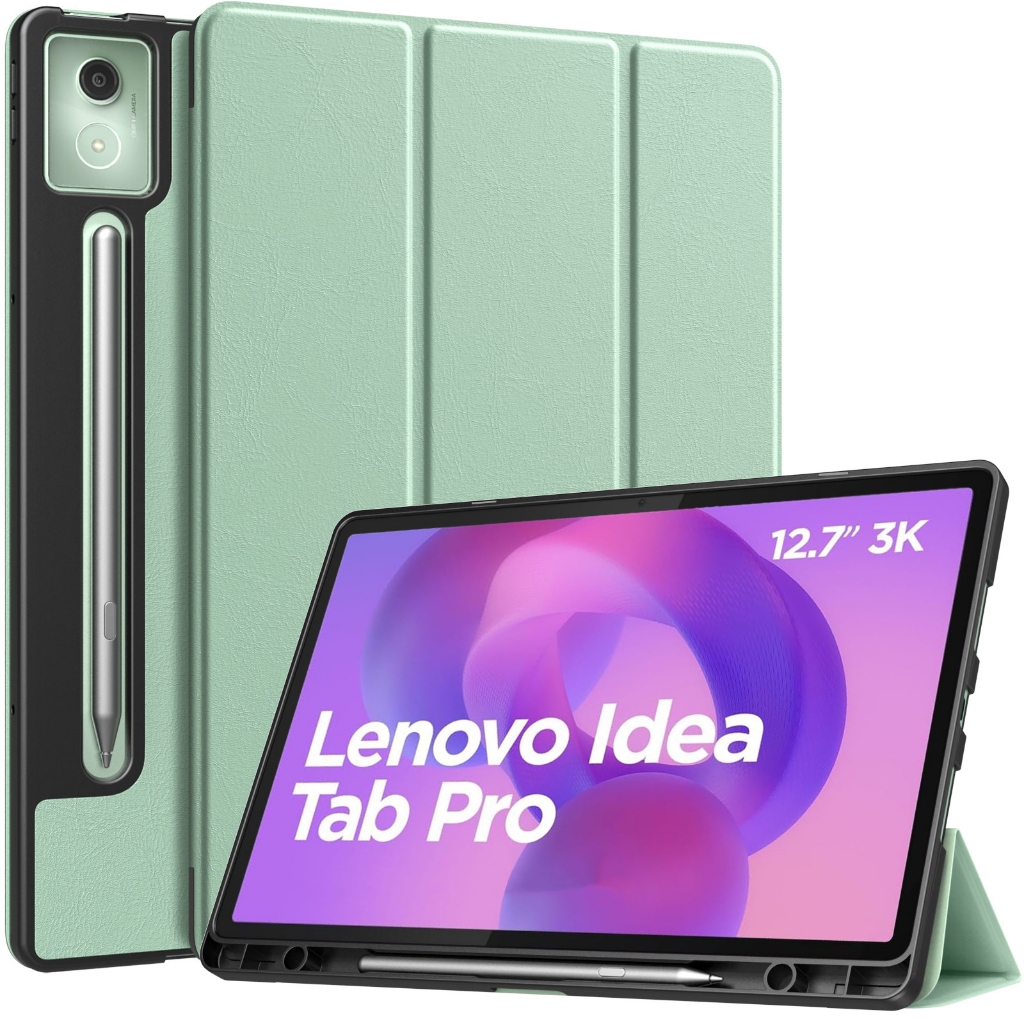 MoKo สําหรับ Lenovo Idea Tab Pro 12.7 นิ้ว 2025 พร้อมที่วางปากกา, Ultra-Slim Trifold Stand hard PC s