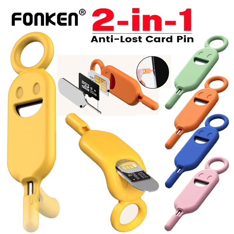 Fonken 2 in 1 ซิมการ์ด Removal เข็ม Pin พร้อมผู้ถือป้องกัน Anti-Lost โทรศัพท์ซิมการ์ดกล่องเก็บถาด Ej