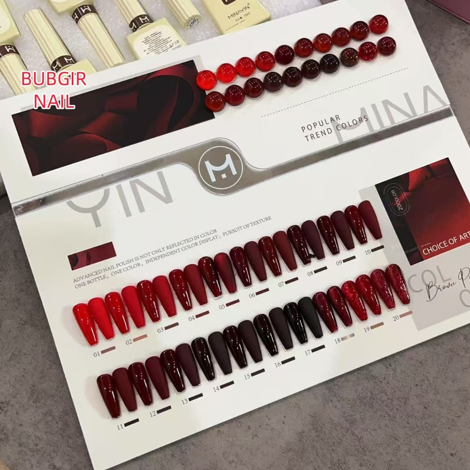 พร้อมส่ง  สีเจล MINGYI สีพื้นโทนสีแดง 20 สี Red color gel  สีเจลโทนสีแดง ยกเซต  แถมฟรีชาร์ทสี 15ml