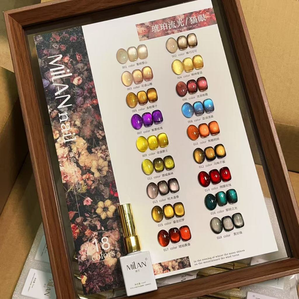 ยกชุดสีเจลลูกแก้ว  MILAN 18 สี สีเจลแคทอายเนื้อซาติน+สีเจลแคทอาย 18 สี สีลูกแก้ว ฟรีชาร์ทสี  มาใหม่