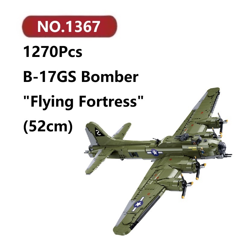 ✨B-17GS เครื่องบินทิ้งระเบิด โมเดลประกอบแล้ว 1270ชิ้น Sluban Plane โมเดลประกอบแล้ว