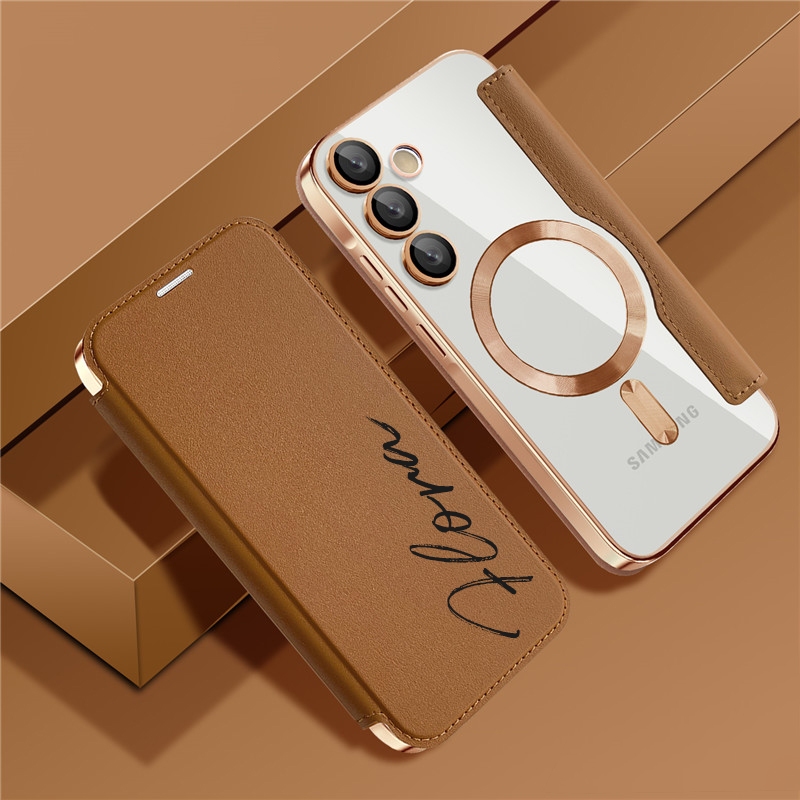 เคสหนังแบบพลิก DIY แบบใหม่พร้อมข้อความที่กำหนดเองสำหรับ Samsung Galaxy A56 5G A55 A36 A26 5G เคส