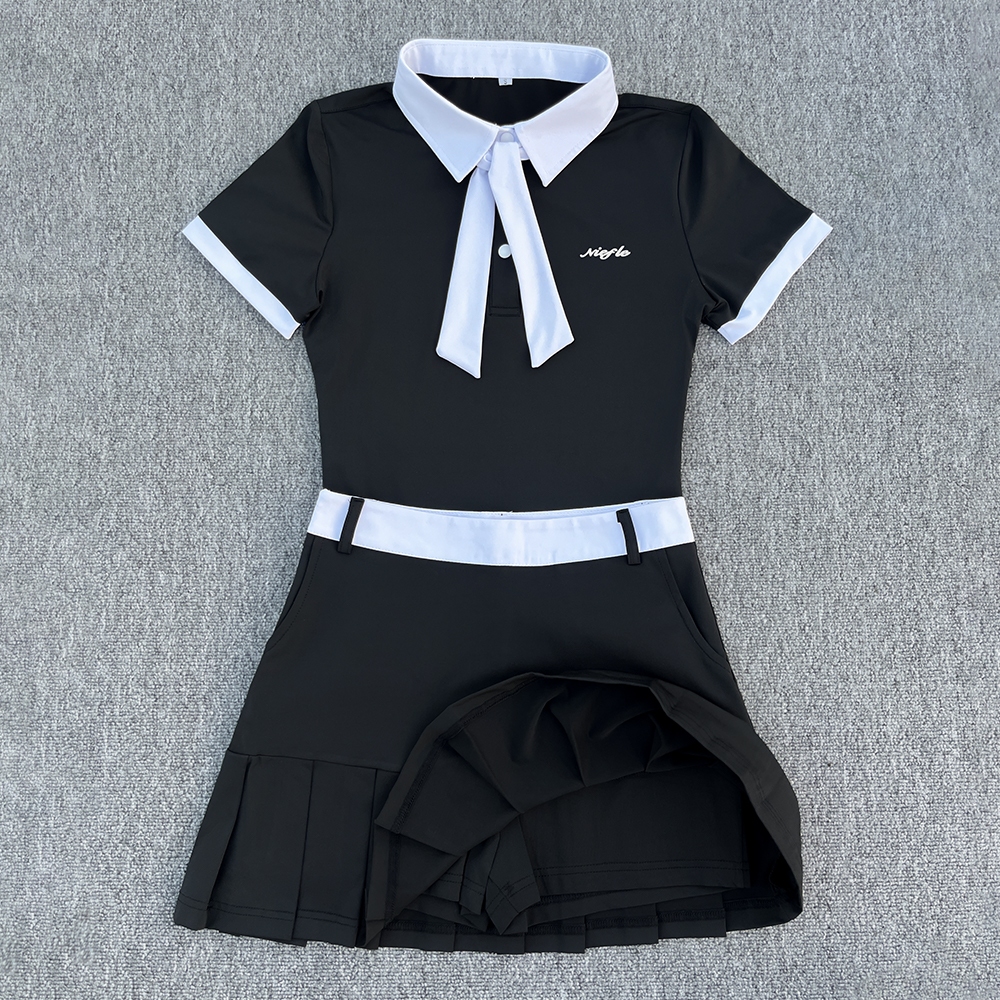 เสื้อกอล์ฟแขนสั้นผู้หญิง ใหม่สำหรับฤดูใบไม้ร่วงและฤดูหนาว ระบายอากาศได้ดี แห้งไว คุณภาพเย็บปักถักร้อยสูง พอดีตัว